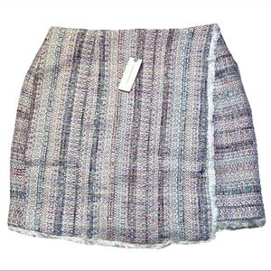 NWT Hutch Anthropologie Tweed Mini Skirt Women's Size 12 Multicolor Fringe Hem